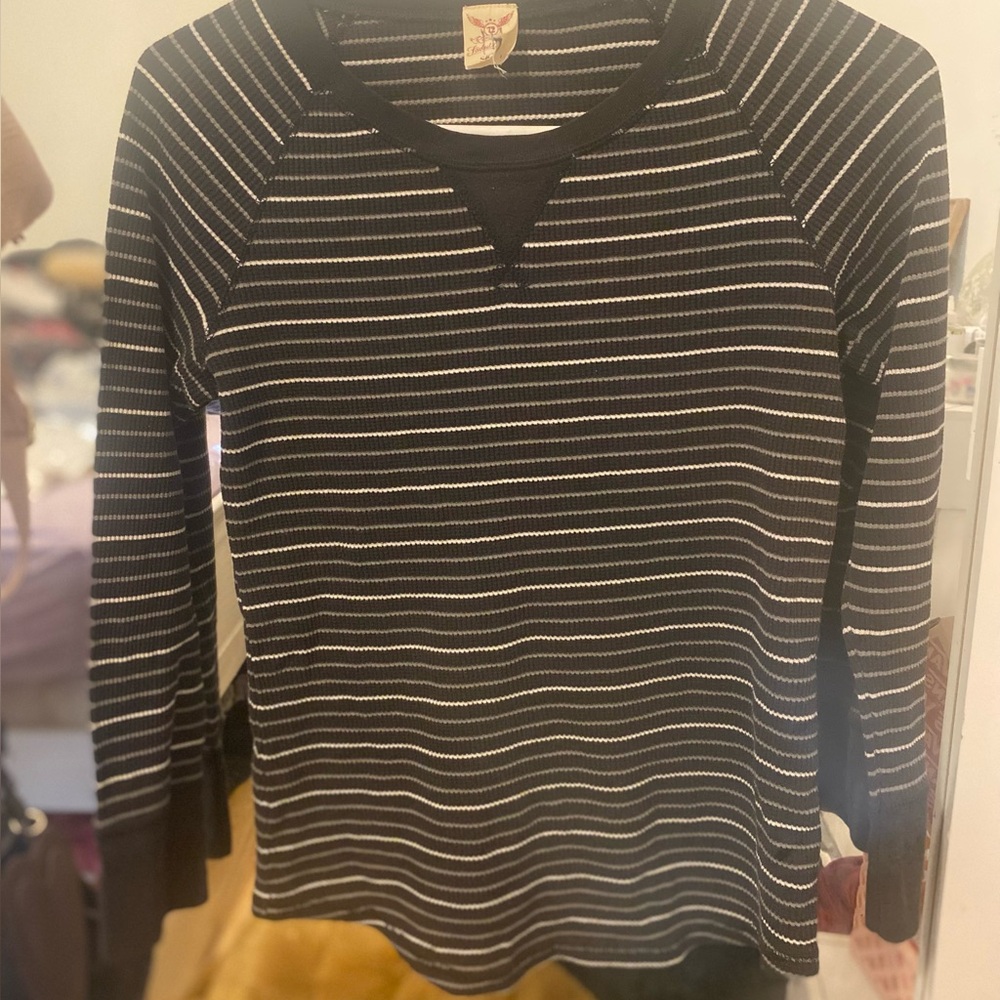 Faded Glory Black and White Striped Top
